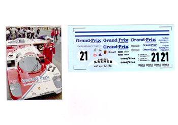 DMC-32-184 Porsche 956 Grand Prix #21 decals, waterslide.