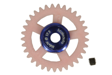 SC-1153 Nylon Spur Gear 33t diam 17.5mm, pink, for 3/32" axles.